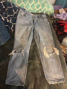 Abercrombie Distressed Light Wash Ripped Knee Jeans